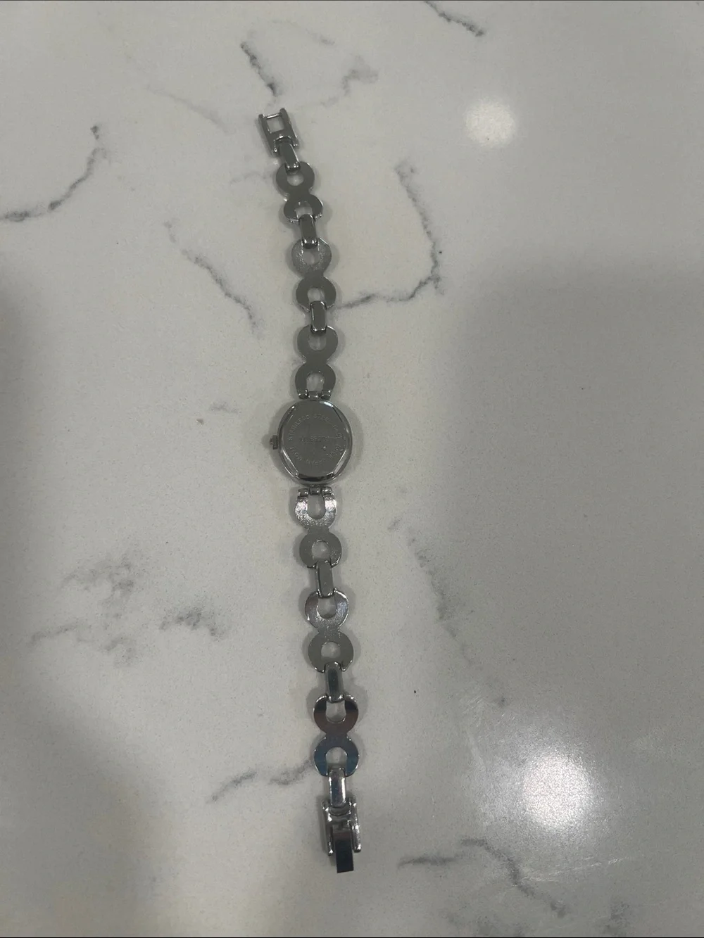 LA Express Silver-Tone Round Link Bracelet Watch